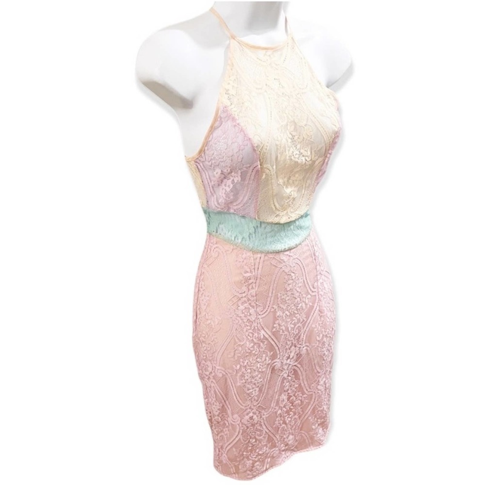 House of CB London Alvaro Pastel Lace Sheer Mini Dress Size XS - Picture 4 of 11